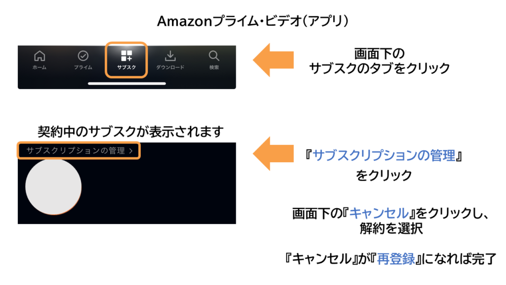プライムビデオ　スマホアプリからの解約方法